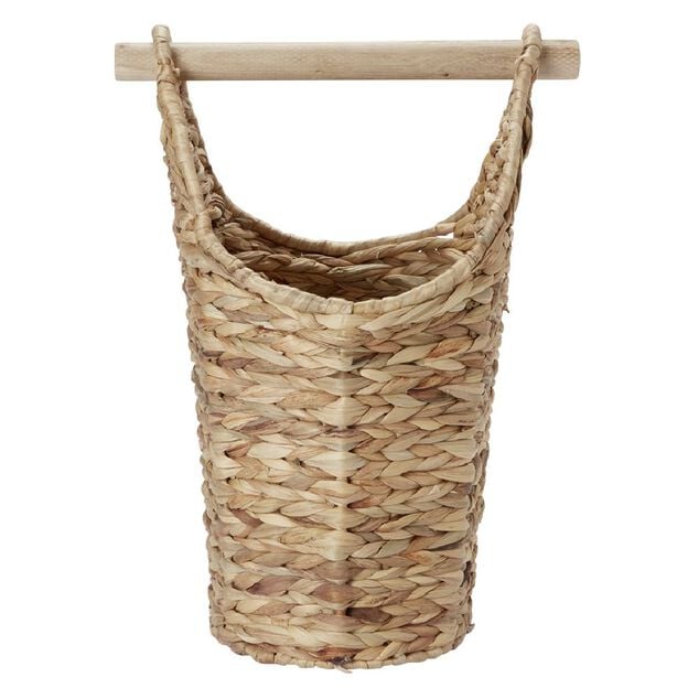 D&eacute;rouleur papier WC bois avec pani&egrave;re imitation osier tress&eacute;