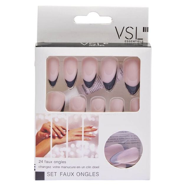 Kit faux ongles French manucure noir x24