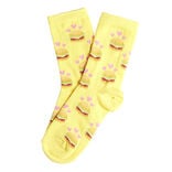 Chaussette femme polycoton tige longue jaune motif burger T36/40