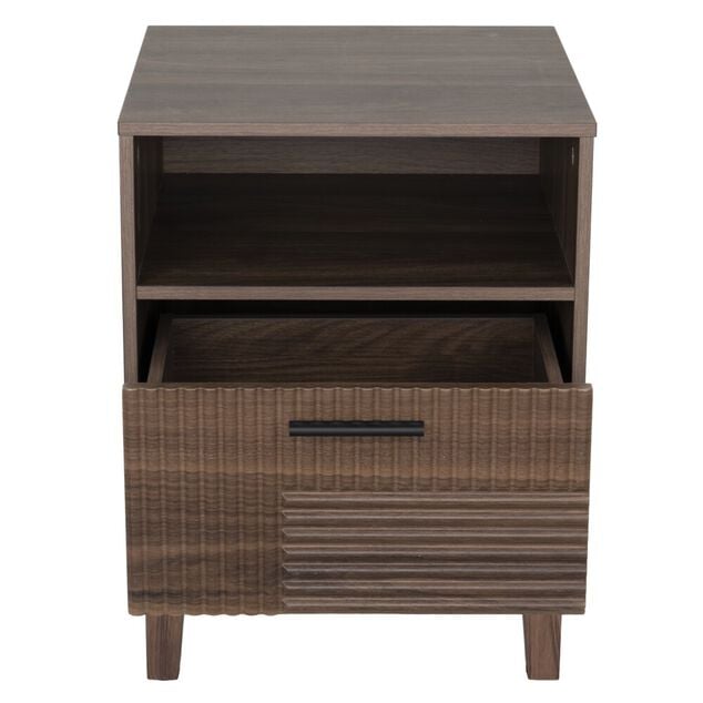 Table de chevet en bois Lida 1 niche et 1 tiroir marron fonc&eacute; 40x39xH52cm