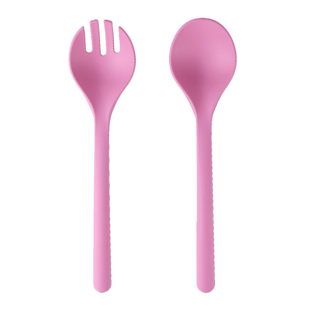 Couverts &agrave; salade x2 plastique rose L26,5cm