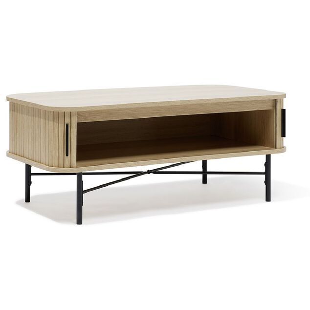 Table basse Gr&egrave;ge bois naturel et noir - L100xH40xP50 cm