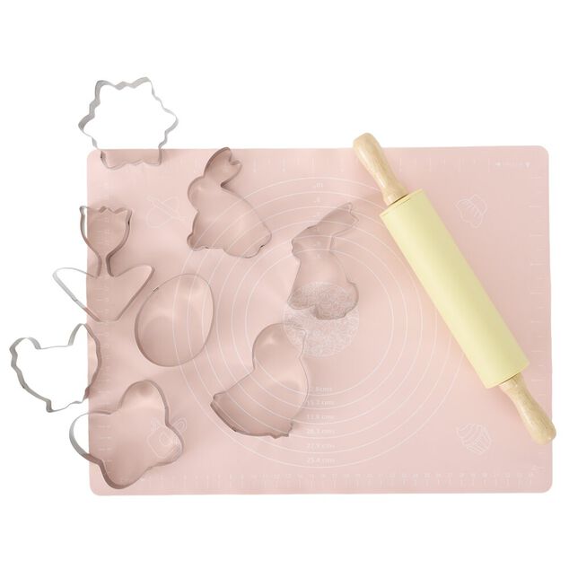 Kit p&acirc;tisserie de No&euml;l avec 12 emporte-pi&egrave;ces/1 tapis de cuisson silicone/1 rouleau &agrave; p&acirc;tisserie
