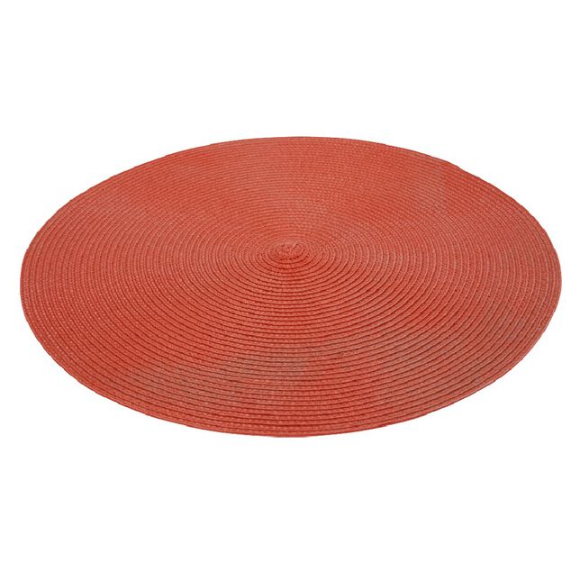 Set de table rond effet paille rouge uni &oslash;38 cm