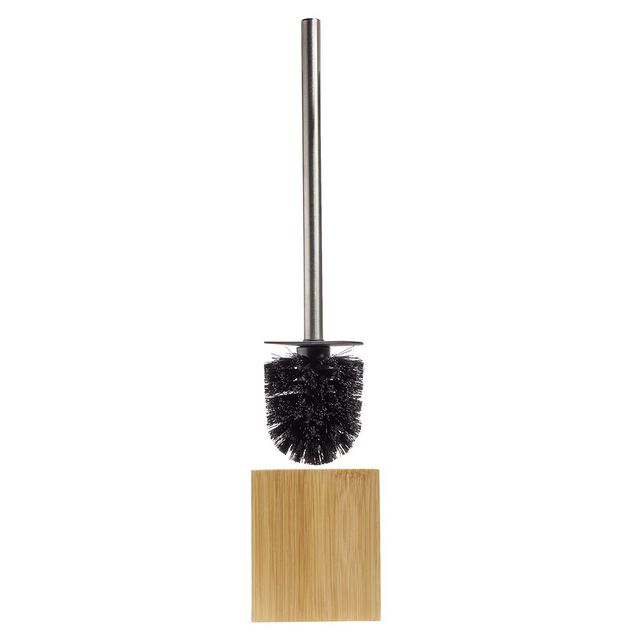 Brosse WC socle carr&eacute; bambou 10x10xH36cm
