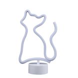 Lampe n&eacute;on sur base forme chat PVC 27x17cm rose