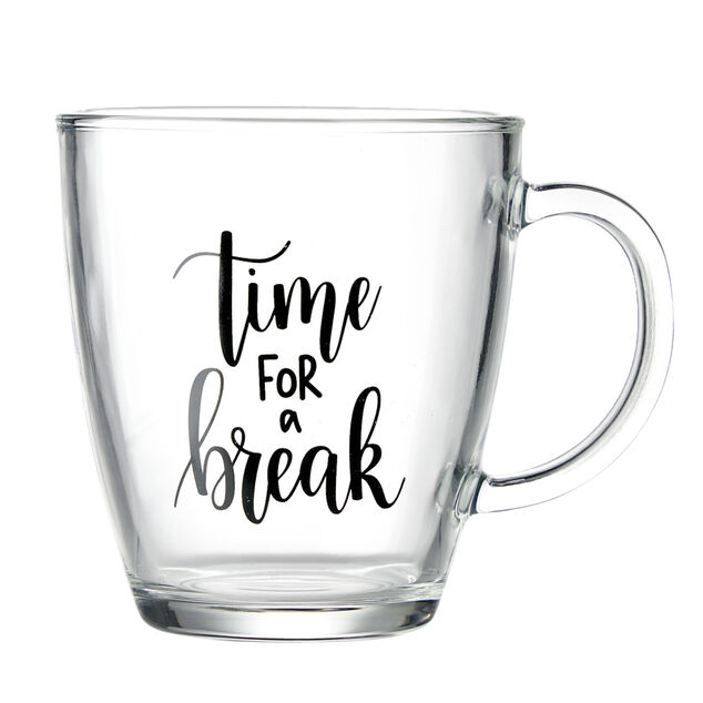 Mug en verre transparent Time For a Break 300ml