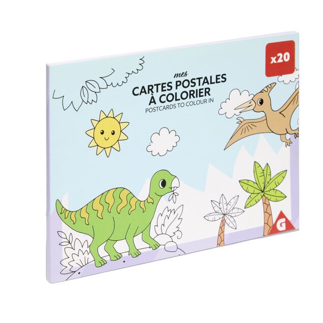 Carte postale &agrave; colorier x20 en papier 16,5x12cm (2 mod&egrave;les)