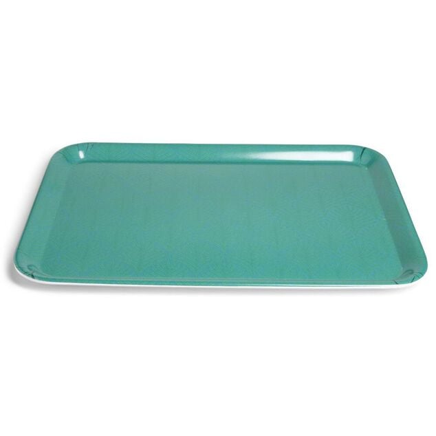 Plateau m&eacute;lamin&eacute; vert uni 45,2x31,4xH2cm