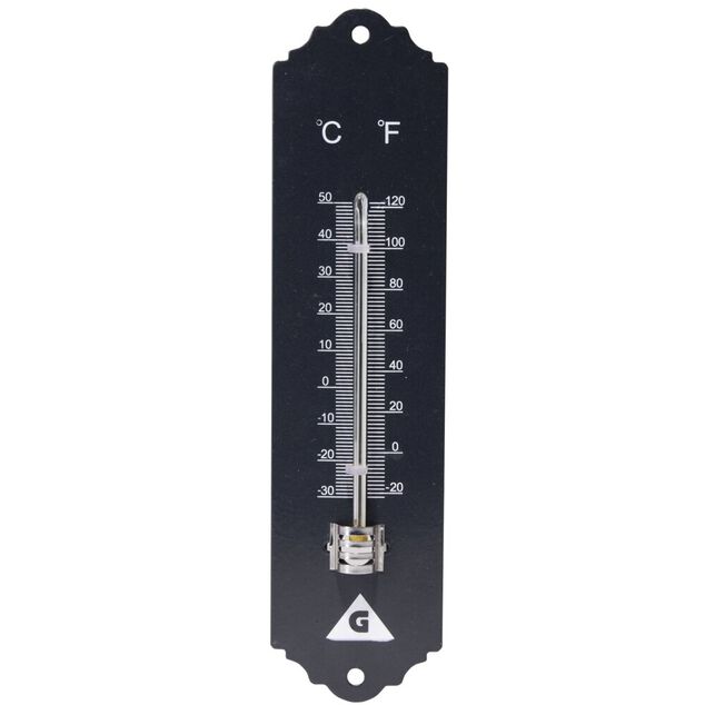 Thermom&egrave;tre en m&eacute;tal vert H20 cm