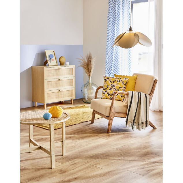 Rideau voilage &agrave; oeillets 140x240cm polyester imprim&eacute; rayures