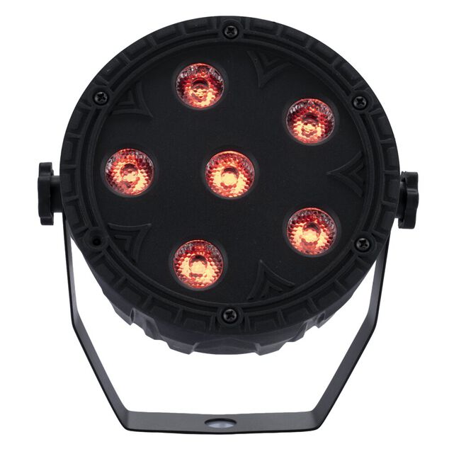 Projecteur de lumi&egrave;re disco rond 6LED RGB 360&deg; avec t&eacute;l&eacute;commande H14cm