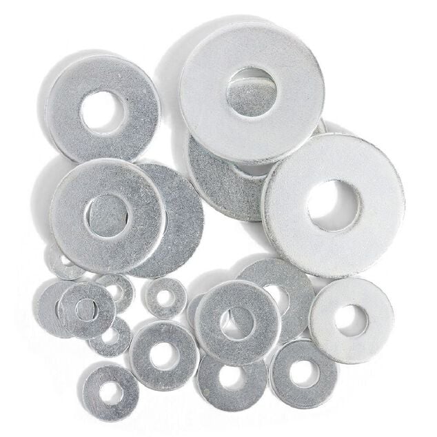 20 rondelles plates larges assorties acier zingu&eacute; - &Oslash;3/4/5/8/10 mm