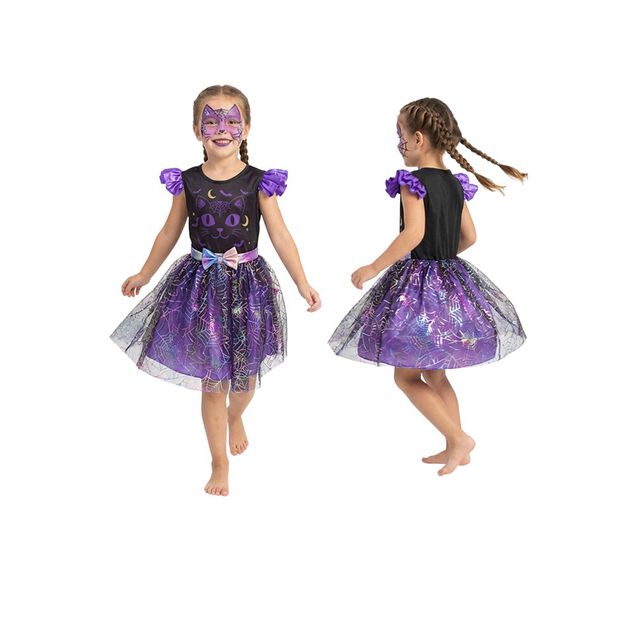 D&eacute;guisement enfant fille Halloween chat polyester violet 4/6ans