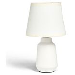 Lampe &agrave; poser en c&eacute;ramique avec abat-jour tissu blanc &Oslash;14,2xH24,5cm