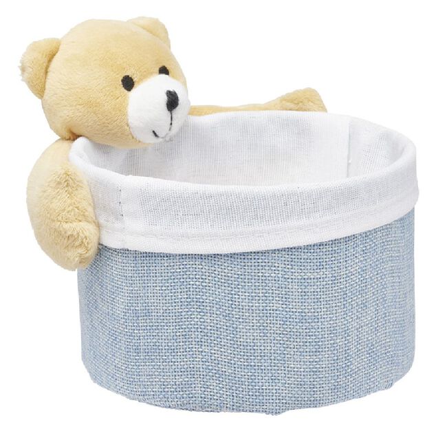 Panière ronde avec peluche animal Ø15 x H.14 cm
