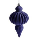 Décoration de Noël goutte à suspendre velours bleu H.16 cm