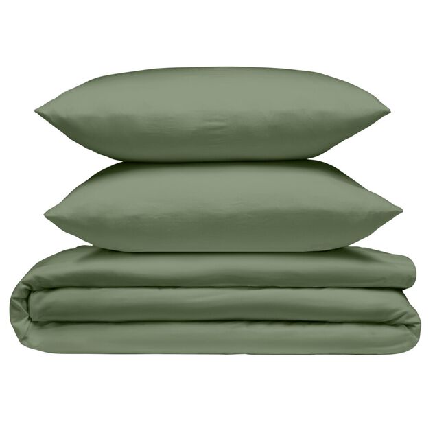 Parure de lit 2 personnes 220x240cm microfibre unie 2 taies 63x63cm vert