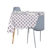 Nappe rectangulaire tissu Dakar motif fleur rouge et blanc 140x250cm