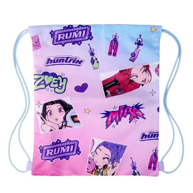 Sac &agrave; chaussures Kpop Demon Hunters rose bleu violet 33x44cm