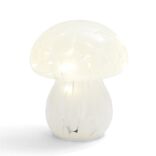 D&eacute;coration &agrave; poser champignon &agrave; LED en verre blanc &Oslash;13xH15cm
