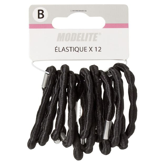 &Eacute;lastique latex ondul&eacute; noir x12