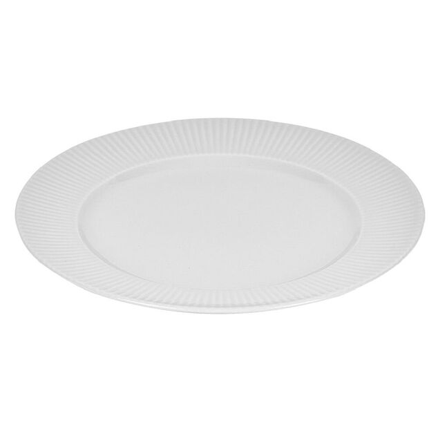 Assiette ronde contour strié gris perle