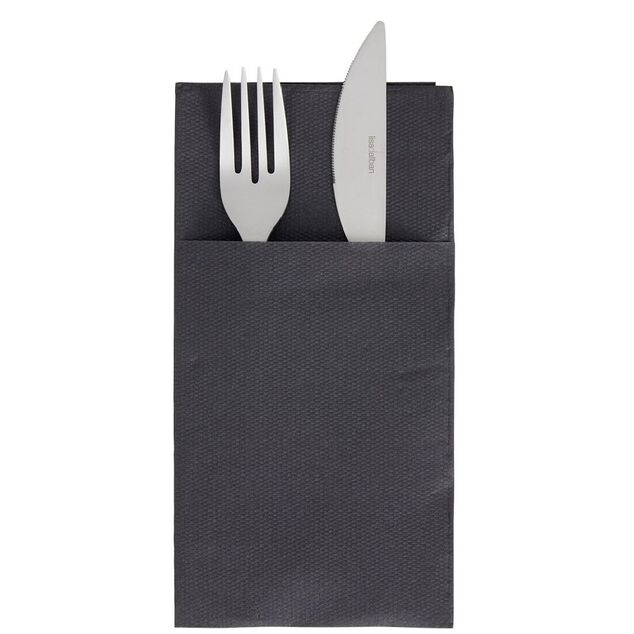Serviette range couverts 40cm noir x20