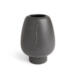 Vase visage c&eacute;ramique noir &Oslash;13xH18cm