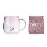 Coffret mug chaussettes Poulette rose
