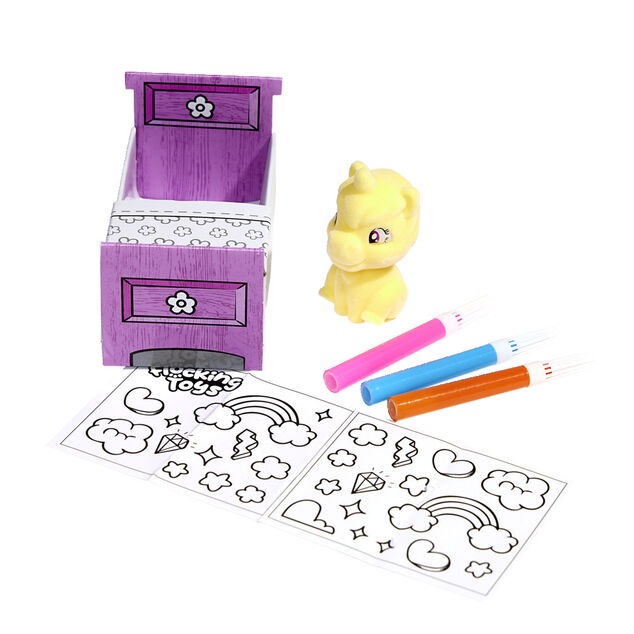 Figurine licorne en papier à colorier avec 3 feutres H6,4cm