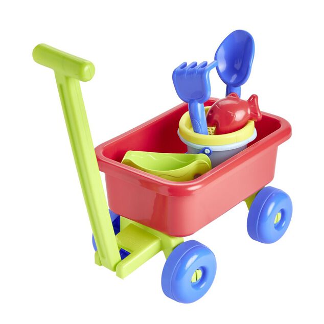 Chariot de plage garni pour enfant plastique 69,5x20xH20,5cm (7 pi&egrave;ces)
