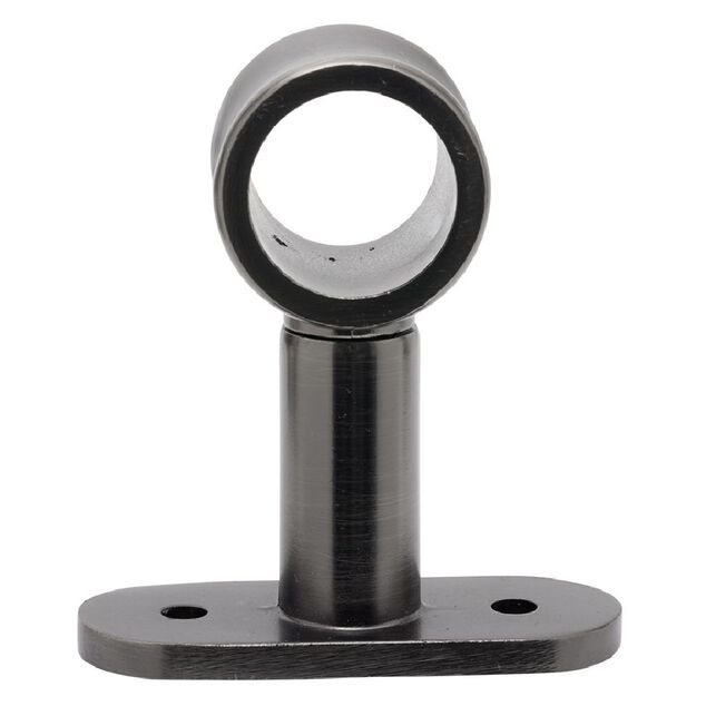 Support court m&eacute;tal gris pour tringle &agrave; rideau &Oslash;2xL11,4cm