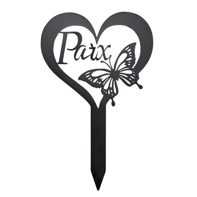 Piquet commémoratif inscription paix fer noir 19xH30cm