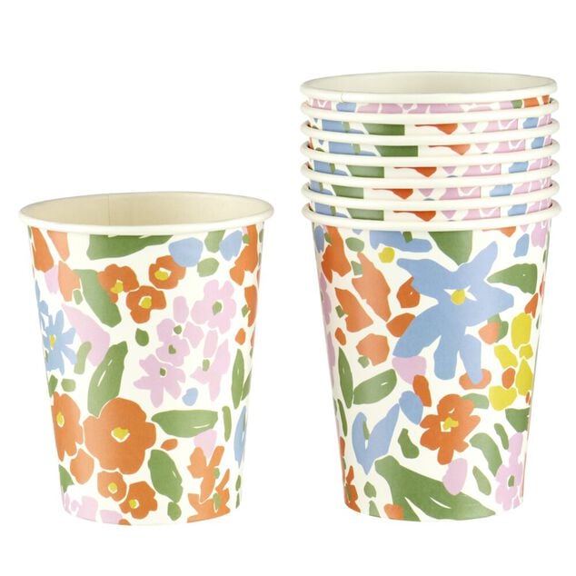Gobelet en carton x8 motif fleur 25cl (2 mod&egrave;les)