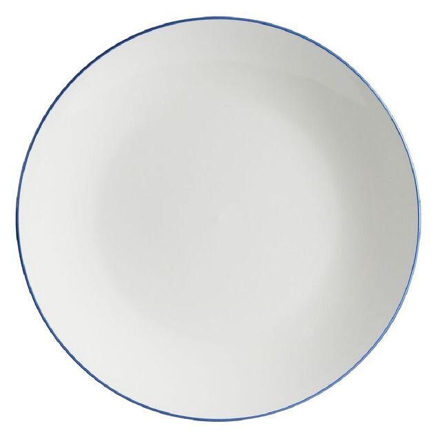 Assiette plate porcelaine blanc liseré bleu foncé Ø26,5cm