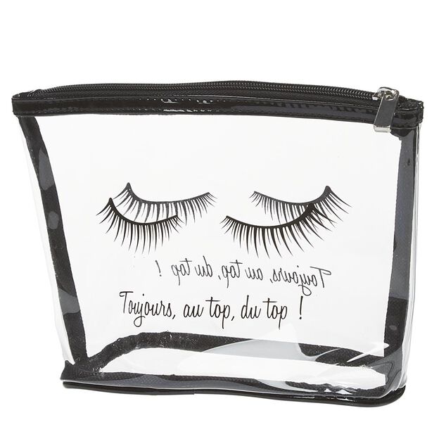 Trousse de toilette en plastique transparent imprim&eacute; noir
