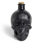 Bouteille poison d&eacute;coration Halloween cr&acirc;ne en verre noir 10x8,5xH14cm