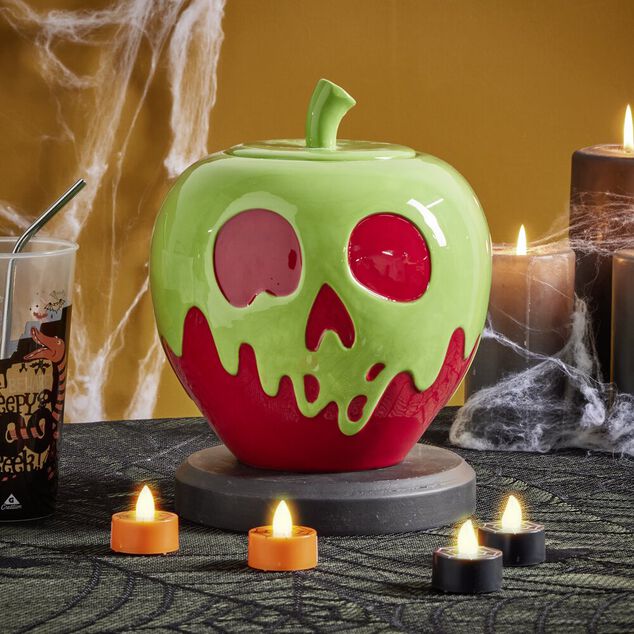 Bonbonni&egrave;re Halloween Disney Villains rouge et vert &Oslash;20xH22,5cm