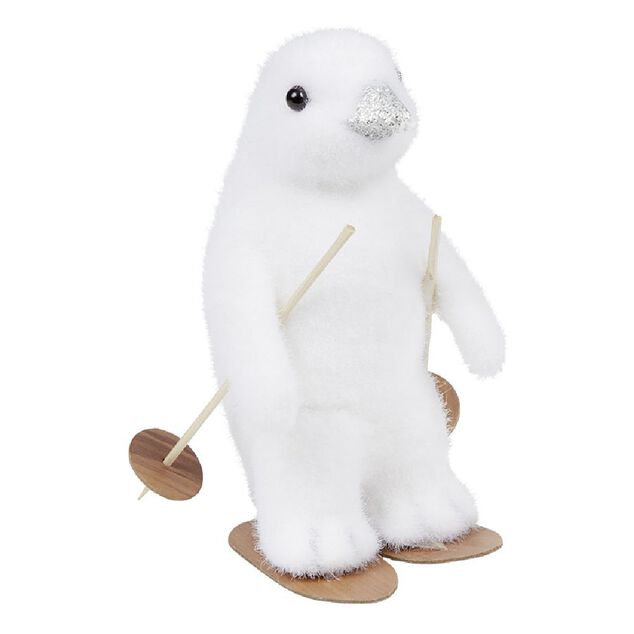 Pingouin de No&euml;l en ski blanc