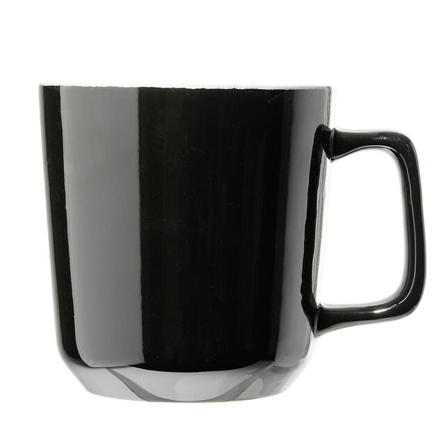 Tasse en gr&egrave;s carr&eacute;e noir avec anse &Oslash;9,4xH10cm 420ml