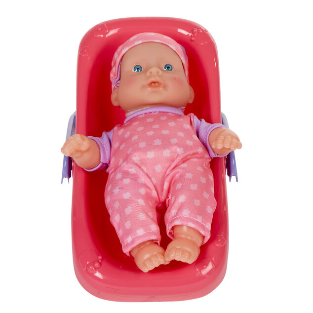 Poupon avec siège auto rose et violet