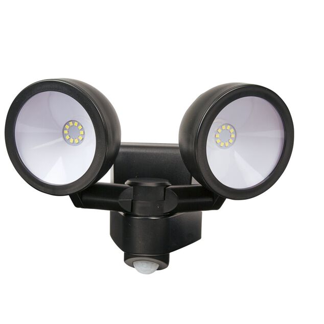 Projecteur LED solaire d&eacute;tecteur de mouvement 2 spots ronds