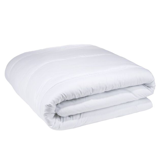 Couette temp&eacute;r&eacute;e 1 personne lavable &agrave; 95&deg;C polyester blanc 140x200cm