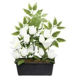 Jardini&egrave;re rose+arum 20 t&ecirc;tes blanc