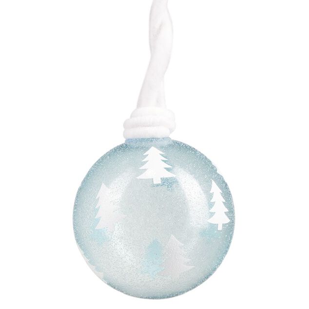 Boule de Noël en verre pailleté motif étoile attache en laine Ø8cm