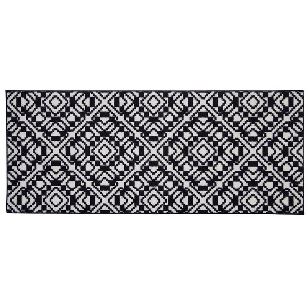 Tapis de cuisine antid&eacute;apant absorbant imprim&eacute; tomette bleu 50x80cm