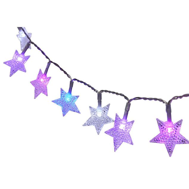 Guirlande électrique étoiles 48 LED 3,7m d'éclairage multicolore