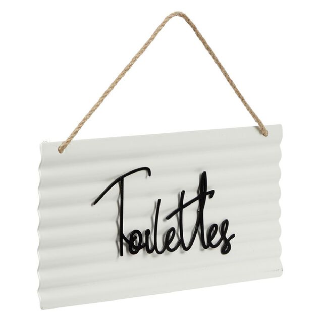 Pancarte d&eacute;corative pi&egrave;ces de la maison en m&eacute;tal blanc