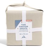 Taie d'oreiller 50x70cm 100% coton percale finition droite beige